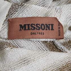 Pre Owned Missoni Cream & Gold Lurex Knit Top & Maxi Skirt Set S