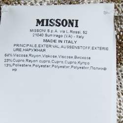 Pre Owned Missoni Cream & Gold Lurex Knit Top & Maxi Skirt Set S