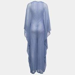 Pre Owned Missoni Blue Striped Knit Kaftan Jumpsuit S