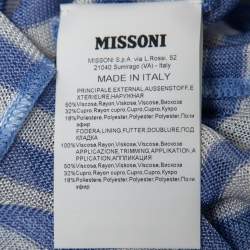 Pre Owned Missoni Blue Striped Knit Kaftan Jumpsuit S