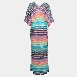 Pre Owned Missoni Multicolor Crochet Knit Kaftan Maxi Dress S