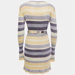 Pre Owned Missoni Collection Multicolor Striped Lurex Knit Wrap Dress M