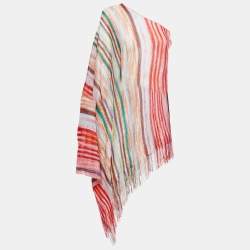 Missoni Multicolor Intarsia Knit Fringed Poncho OS