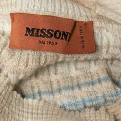 Pre Owned Missoni Cream/Blue Ombre Wool Knitted Top S