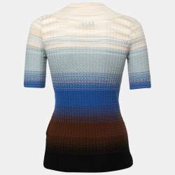 Pre Owned Missoni Cream/Blue Ombre Wool Knitted Top S