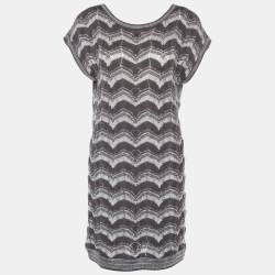 Pre Owned Missoni Light Brown Lurex perforated Knit Tunic M