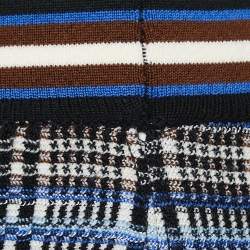 Pre Owned Missoni Blue Checkered Stretch Knit Wide Leg Trousers S