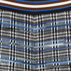 Pre Owned Missoni Blue Checkered Stretch Knit Wide Leg Trousers S