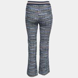 Pre Owned Missoni Blue Checkered Stretch Knit Wide Leg Trousers S