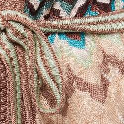 Pre Owned Missoni Multicolor Patterned Knit Belted Sleeveless Cardigan M