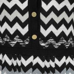 Pre Owned Missoni Black Chevron Patterned Knit Pleated Dress M