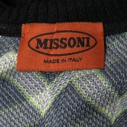 Pre Owned Missoni Black Patterned Wool High Neck Open Back Sweater M