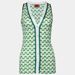 Pre Owned Missoni Green patterned Knit Sleeveless Cardigan S