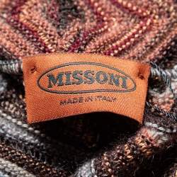 Pre Owned Missoni Brown Patterned Knit Belted Cardigan M