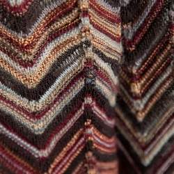Pre Owned Missoni Brown Patterned Knit Belted Cardigan M