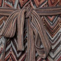 Pre Owned Missoni Brown Patterned Knit Belted Cardigan M