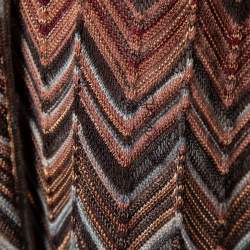 Pre Owned Missoni Brown Patterned Knit Belted Cardigan M