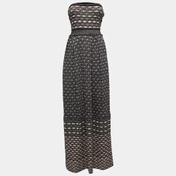 Pre Owned Missoni Multicolor Patterned Lurex Knit Maxi Dress & Cardigan Set M