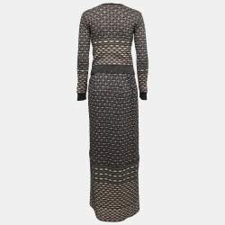 Pre Owned Missoni Multicolor Patterned Lurex Knit Maxi Dress & Cardigan Set M