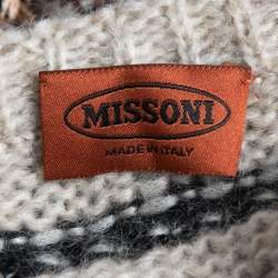 Pre Owned Missoni Beige Stripe Patterned Mohair & Wool Knitted Sweater Dress S
