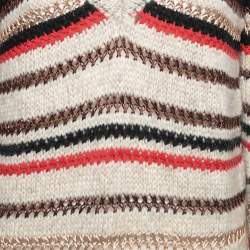 Pre Owned Missoni Beige Stripe Patterned Mohair & Wool Knitted Sweater Dress S