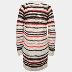 Pre Owned Missoni Beige Stripe Patterned Mohair & Wool Knitted Sweater Dress S