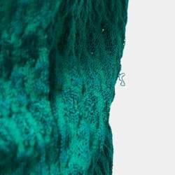 Pre Owned Missoni Green Patterned Knit Collared Midi Dress M