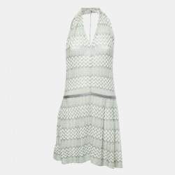 Pre Owned Missoni Mint Green Chevron Knit Backless Mini Dress S