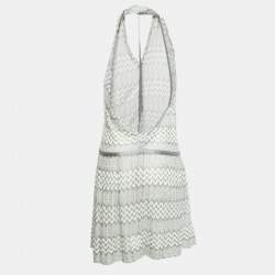 Pre Owned Missoni Mint Green Chevron Knit Backless Mini Dress S