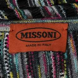 Missoni Black Stripe Patterned Lurex Knit Open Long Cardigan M