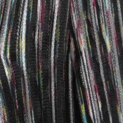 Missoni Black Stripe Patterned Lurex Knit Open Long Cardigan M