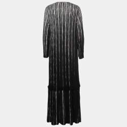 Missoni Black Stripe Patterned Lurex Knit Open Long Cardigan M