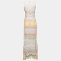 Pre Owned Missoni Multicolor Patterned Knit V-Neck Sleeveless Maxi Dress M