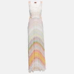Pre Owned Missoni Multicolor Patterned Knit V-Neck Sleeveless Maxi Dress M