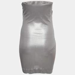 Pre Owned Missoni Metallic Silver Jersey Strapless Top S