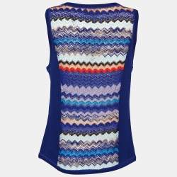 Pre Owned Missoni Navy Blue Crochet Knit Sleeveless Tank Top M