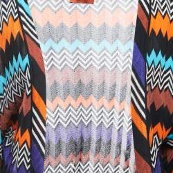Missoni Multicolour Zig-Zag Patterned Knit Open Front Cardigan M