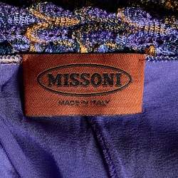 Pre Owned Missoni Purple Lurex Knit Waist Tie Detail Top M