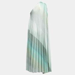 Pre Owned Missoni Blue/Green Lurex Knit One Shoulder Maxi Dress S