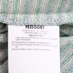 Pre Owned Missoni Blue/Green Lurex Knit One Shoulder Maxi Dress S