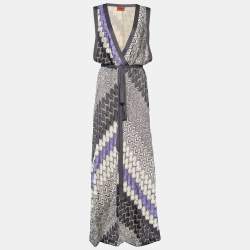 Pre Owned Missoni Multicolour Patterned Knit Sleeveless Maxi Dress M