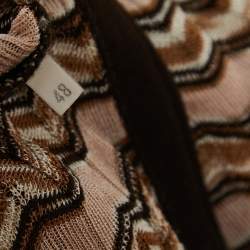 Pre Owned Missoni Multicolor Patterned Crochet Knit Open Cardigan L