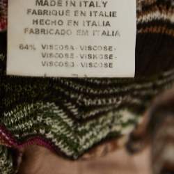 Pre Owned Missoni Multicolor Patterned Crochet Knit Open Cardigan L