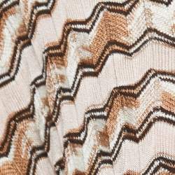 Pre Owned Missoni Multicolor Patterned Crochet Knit Open Cardigan L