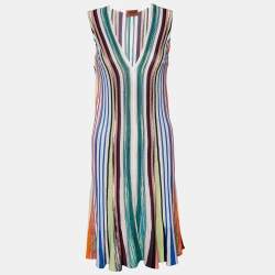 Pre Owned Missoni Multicolor Striped Knit Sleeveless Midi Dress S