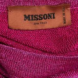 Pre Owned Missoni Pink Lurex Knit Short Sleeve Vanise Lamé Top S