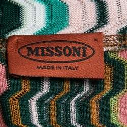 Pre Owned Missoni Multicolor Patterned Knit Tied Waist Cap Sleeve Top S
