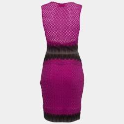 Pre Owned Missoni Purple Patterned Knit Sleeveless Short Shift Dress S