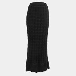Pre Owned Missoni Black Patterned Knit Maxi Skirt M