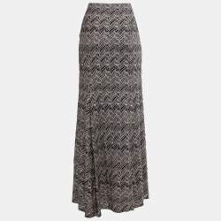 Pre Owned Missoni Black/Beige Patterned Knit Maxi Skirt M